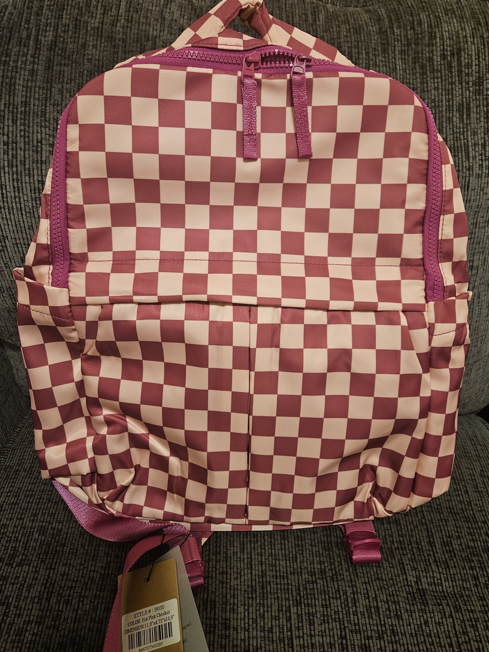 Pink Checkerboard Women's Backpack